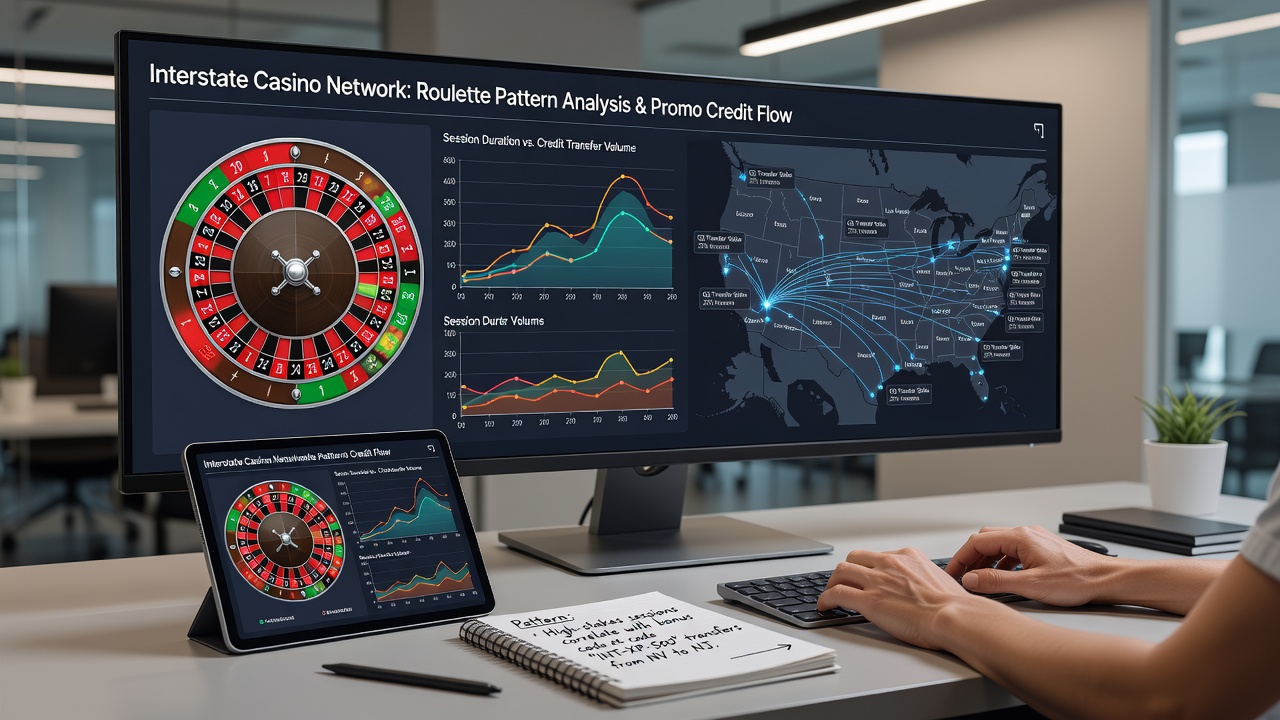 Network diagram illustrating credit flows between casino platforms in different states