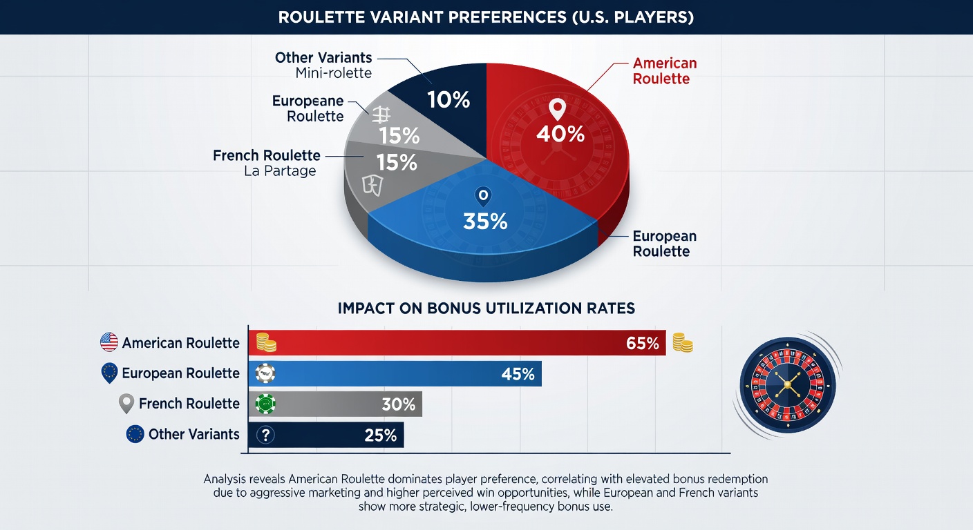 Analytics dashboard displaying roulette variant selection patterns and bonus clearance statistics for US state markets