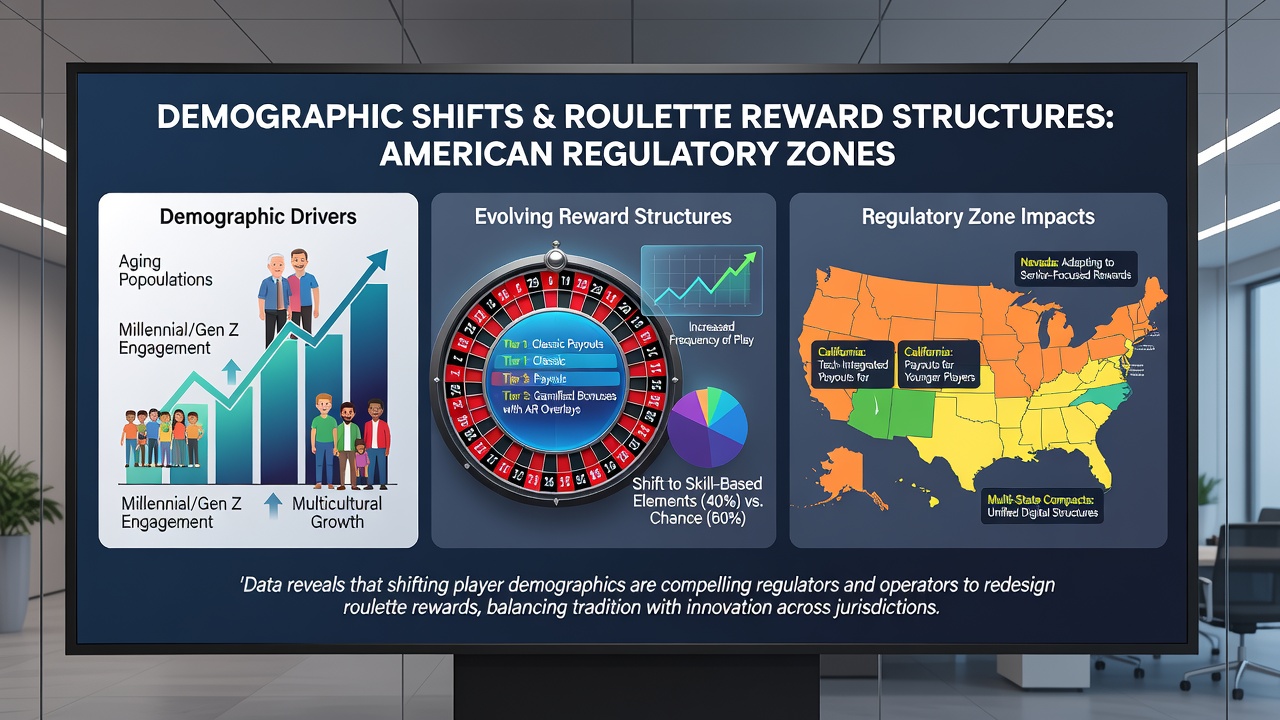 Map of American regulatory zones highlighting demographic data overlays and roulette reward adjustments in key states