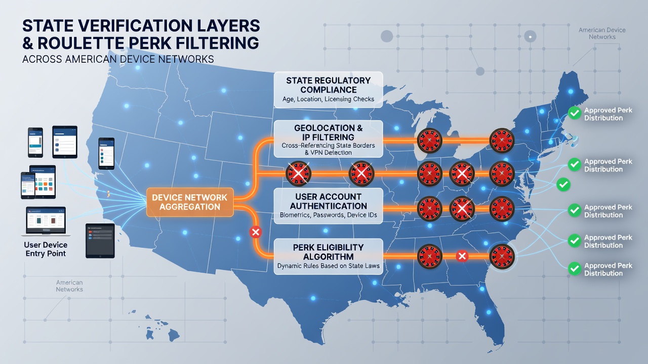 Device network authentication process filtering roulette bonus claims in US state systems