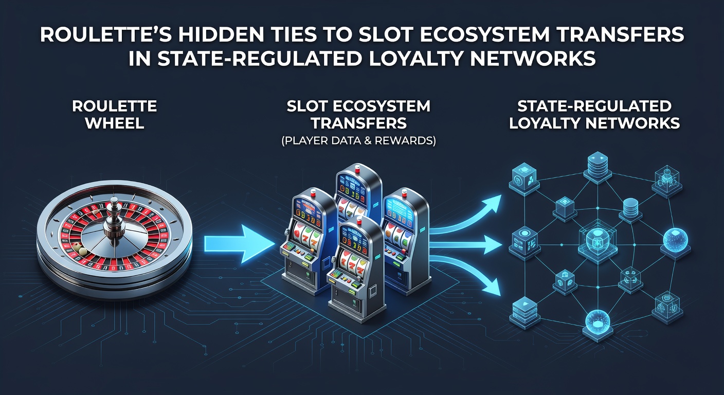 Illustration of interconnected roulette wheels and slot machines within a digital loyalty network across state lines