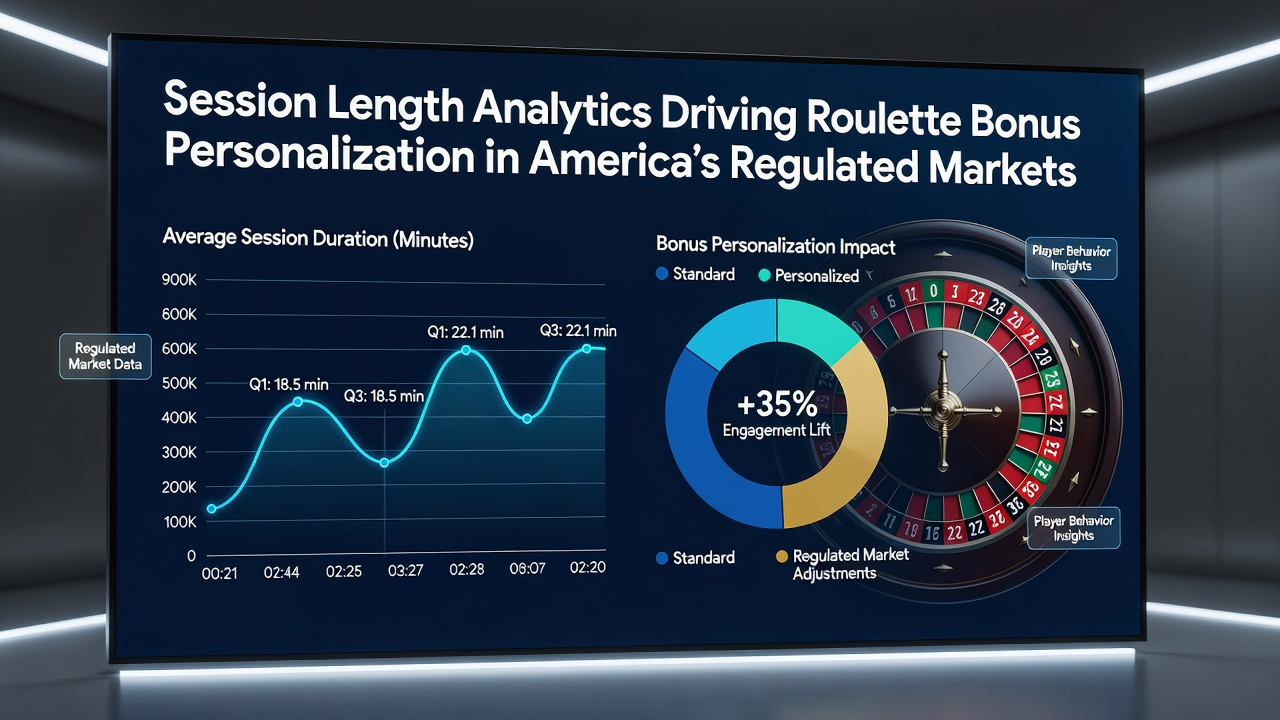 Analytics dashboard showing roulette session length data used for bonus personalization in US regulated markets