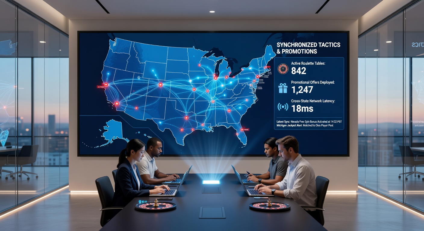 Player dashboard displaying synchronized roulette bets across state lines with active promotional timers